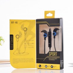 Bluetooth Sports Earbuds Headphone BT16 (Blue Black)